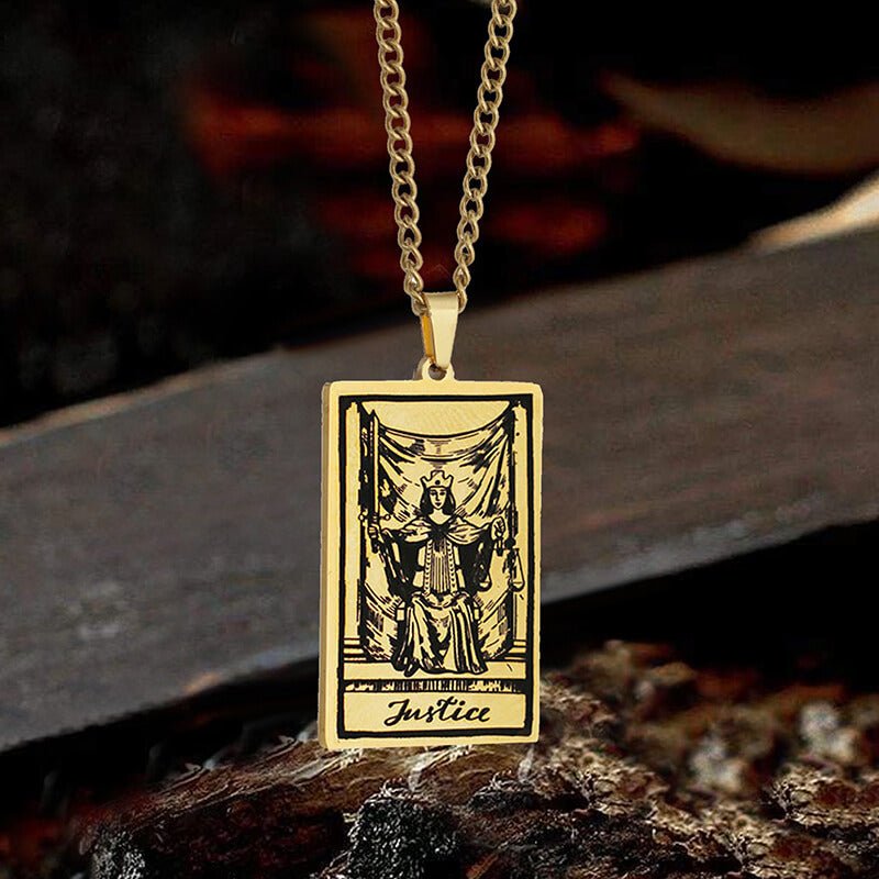 Justice Stainless Steel Tarot Necklace - Che Cose Belle