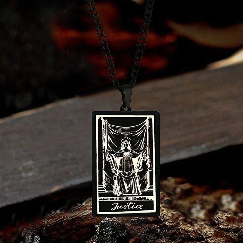 Justice Stainless Steel Tarot Necklace - Che Cose Belle