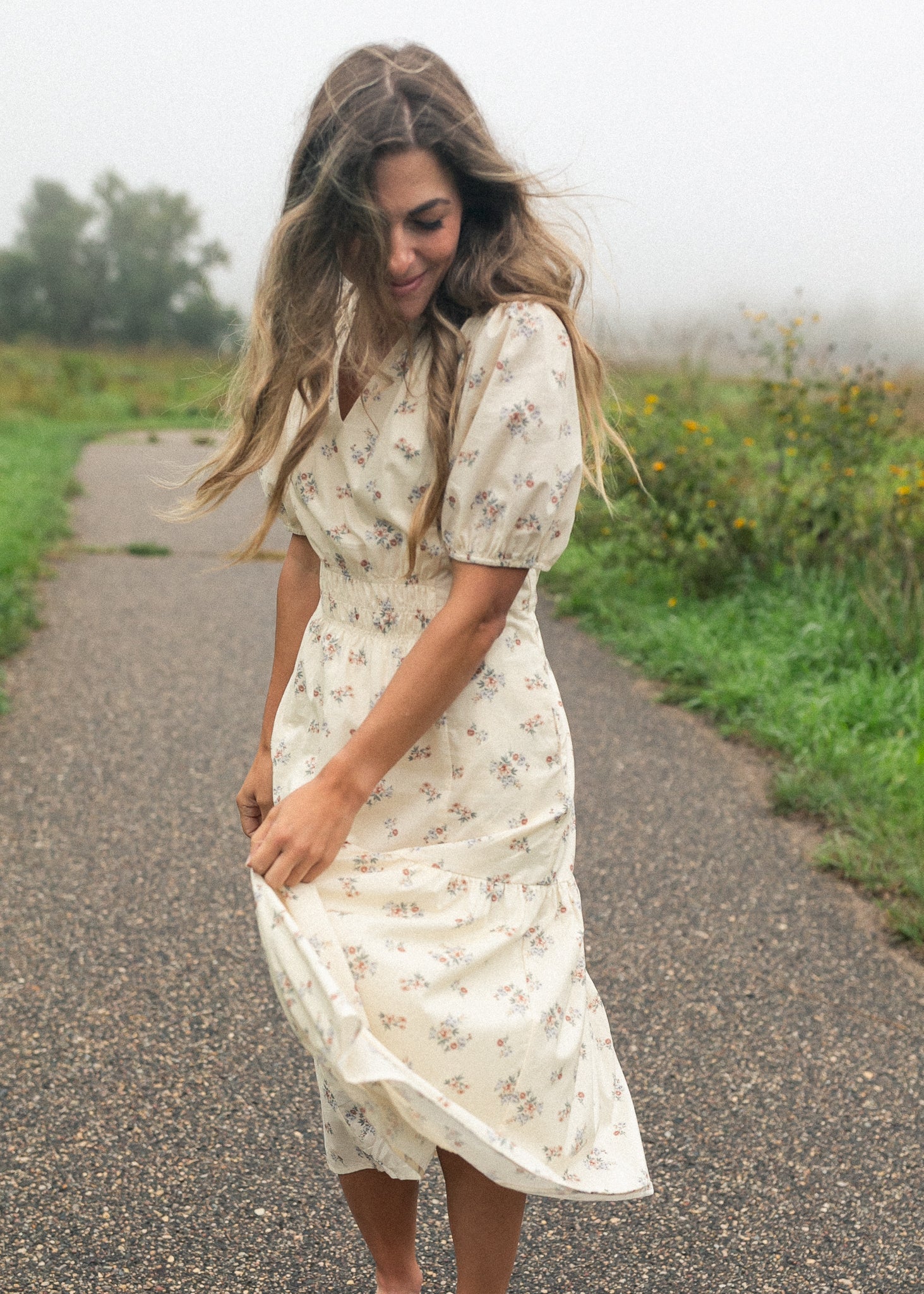 Katrina Half Sleeve Floral Midi Dress - Che Cose Belle