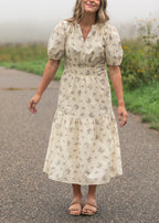 Katrina Half Sleeve Floral Midi Dress - Che Cose Belle