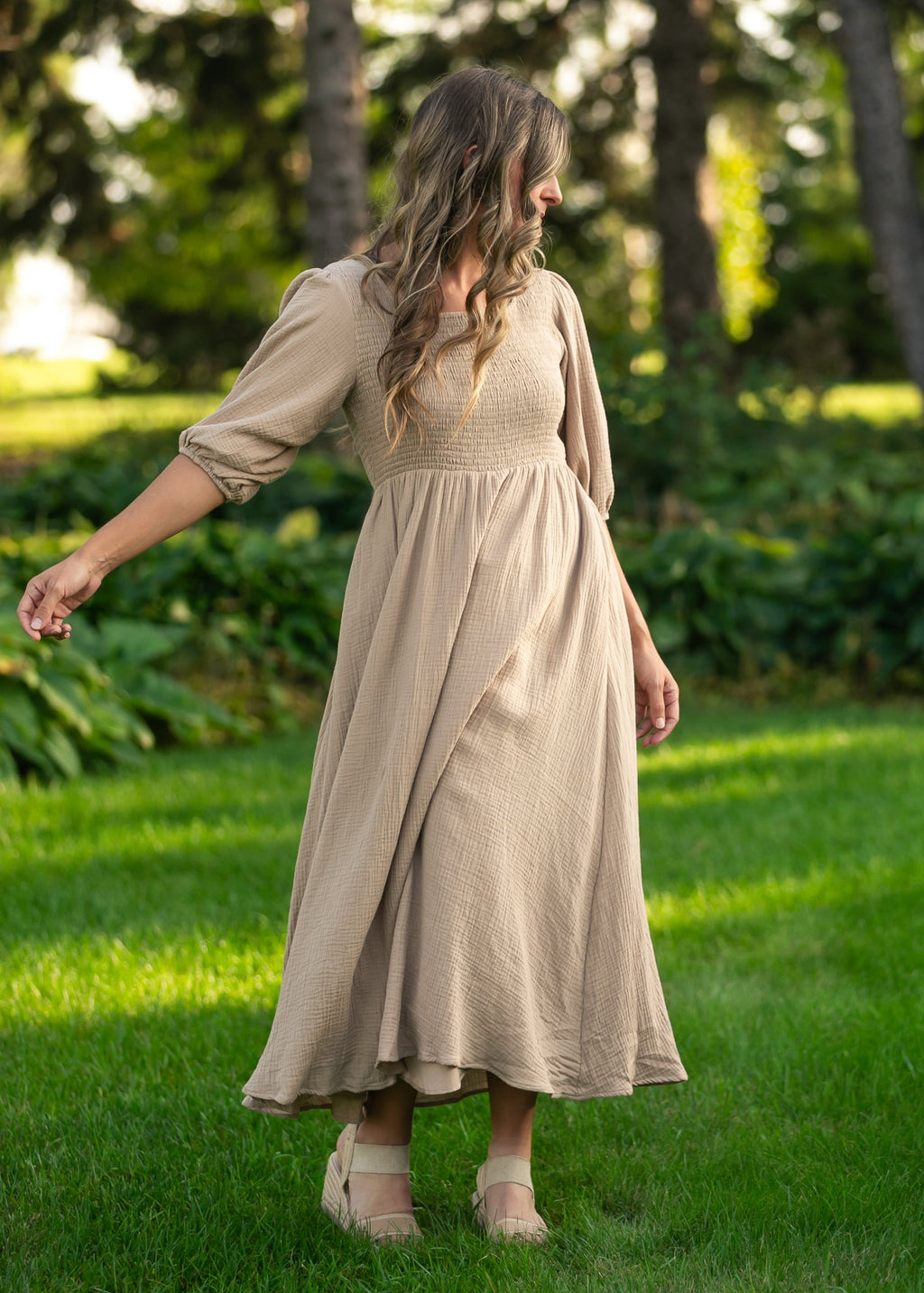 Kayleen Tan Smocked Bodice Gauze Dress - Che Cose Belle