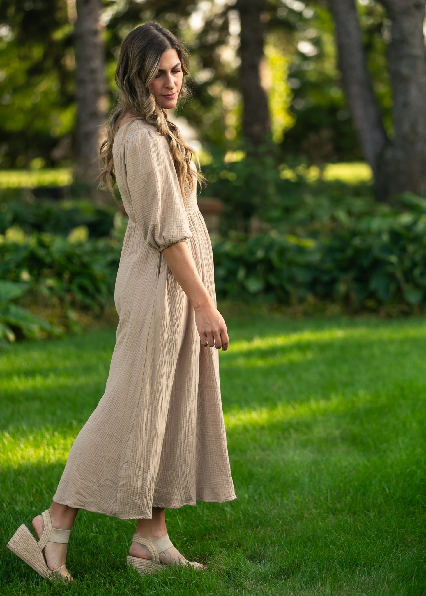Kayleen Tan Smocked Bodice Gauze Dress - Che Cose Belle