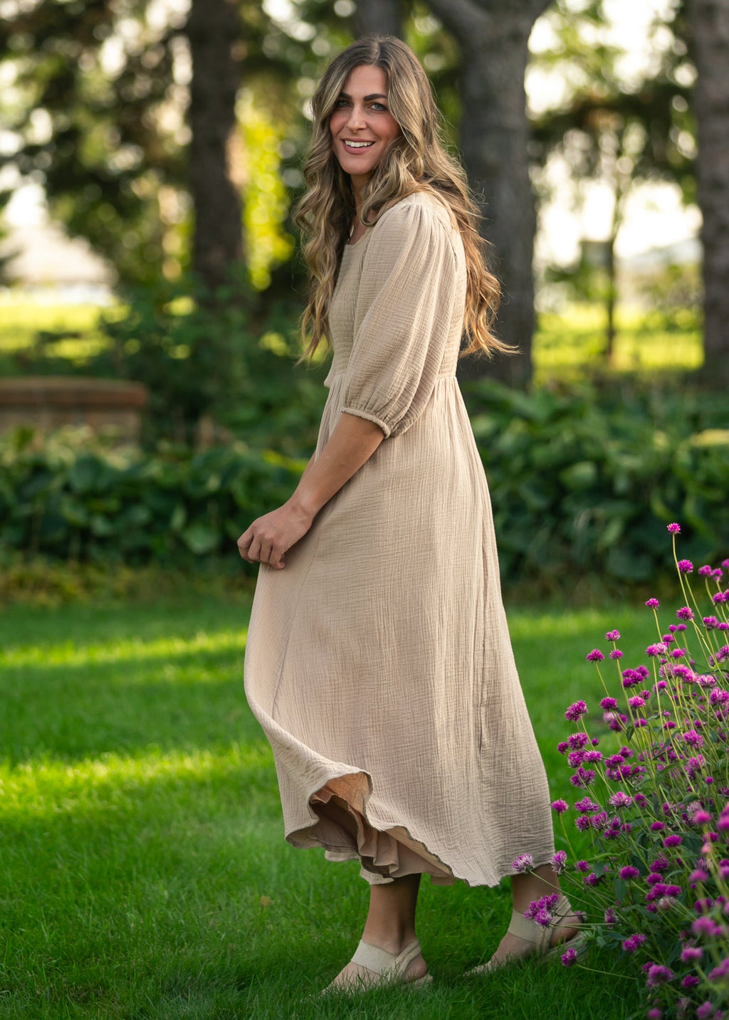 Kayleen Tan Smocked Bodice Gauze Dress - Che Cose Belle