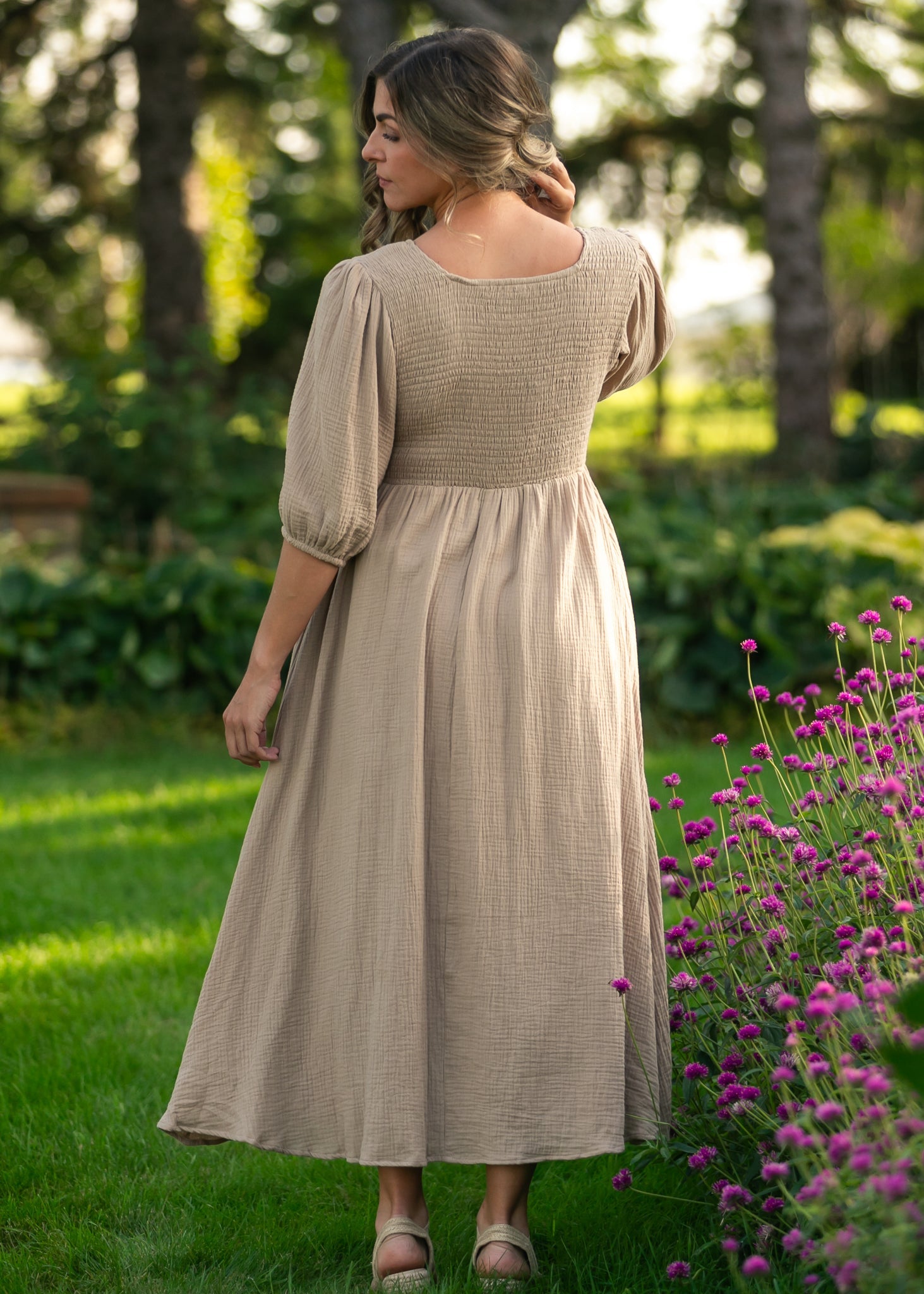 Kayleen Tan Smocked Bodice Gauze Dress - Che Cose Belle