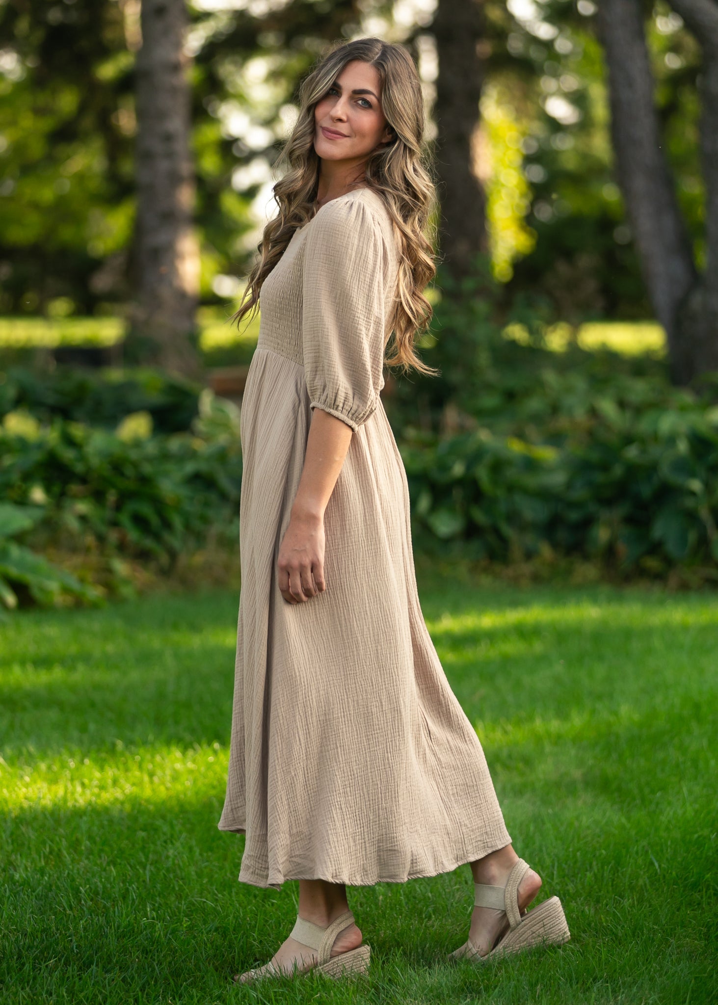 Kayleen Tan Smocked Bodice Gauze Dress - Che Cose Belle