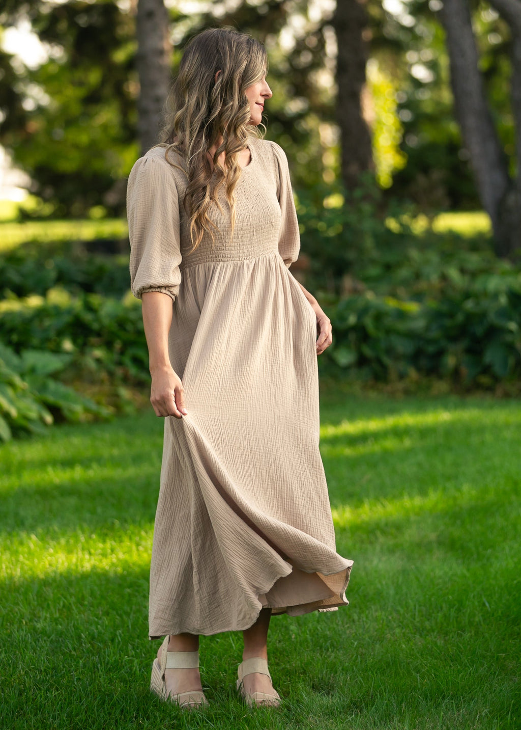 Kayleen Tan Smocked Bodice Gauze Dress - Che Cose Belle