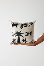 Keiskamma Black Linen & Silk Embroidered Throw Pillow - Che Cose Belle