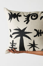 Keiskamma Black Linen & Silk Embroidered Throw Pillow - Che Cose Belle