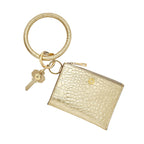 Keychain Wallet — Gold Leather Card Case