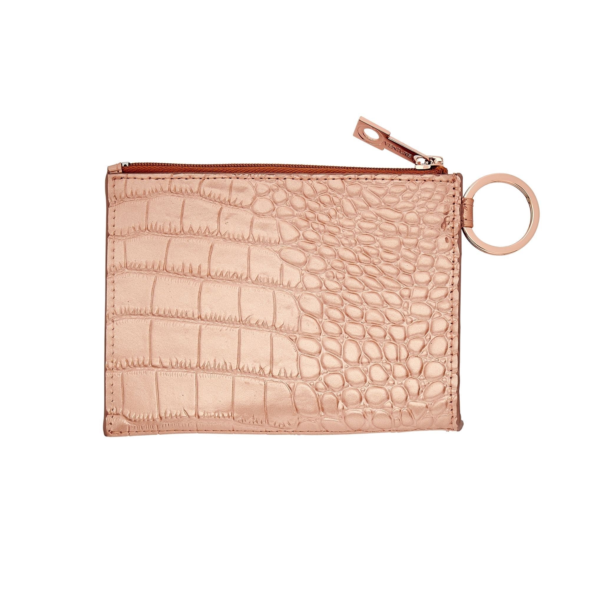Keychain Wallet — Rose Gold Leather Card Case