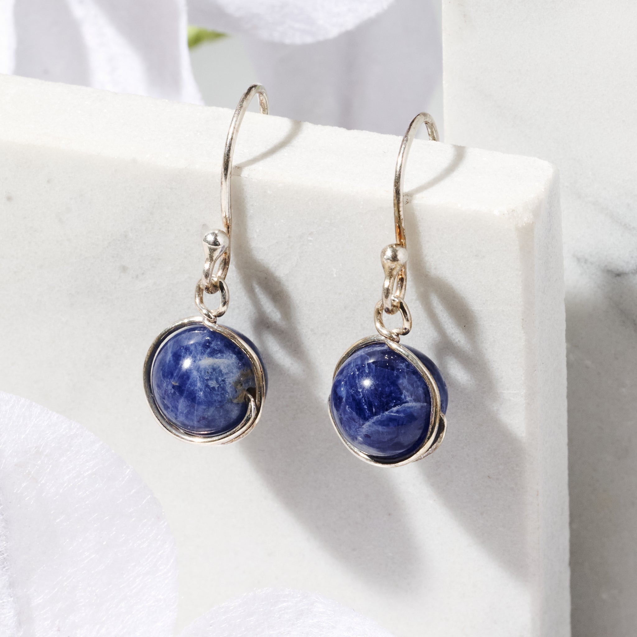Khasi Kay Sterling Silver Sodalite Earrings - Che Cose Belle