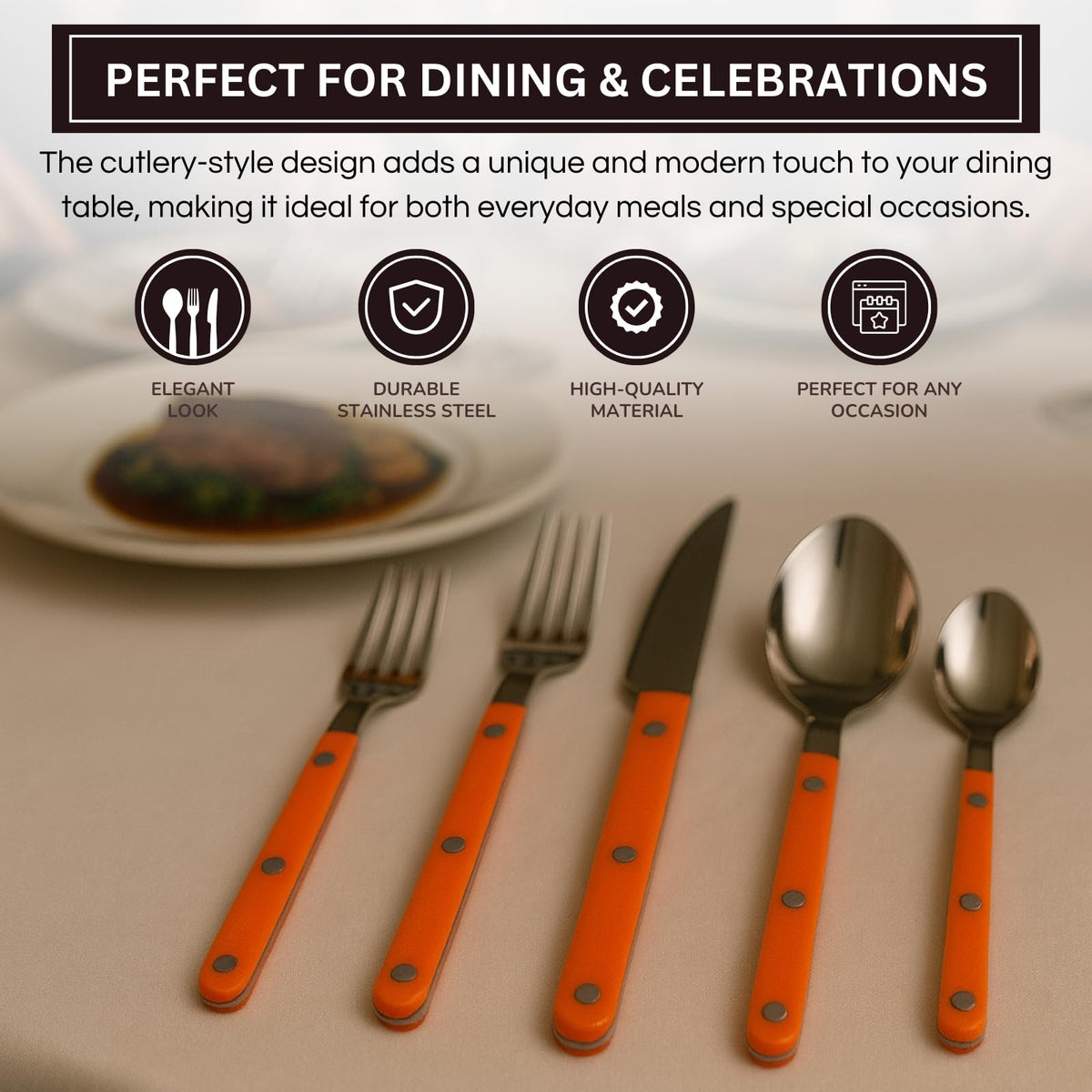 Khen 20-Piece Cutlery Set with Dinner Knives, Forks, Spoons, Salad Forks & Teaspoons - Che Cose Belle