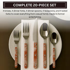 Khen 20-Piece Cutlery Set with Dinner Knives, Forks, Spoons, Salad Forks & Teaspoons - Che Cose Belle