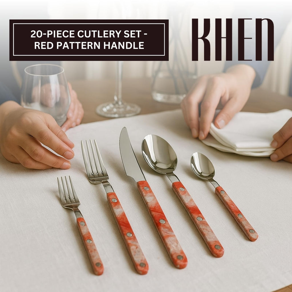 Khen 20-Piece Cutlery Set with Dinner Knives, Forks, Spoons, Salad Forks & Teaspoons - Che Cose Belle