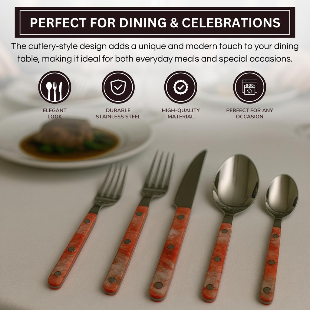 Khen 20-Piece Cutlery Set with Dinner Knives, Forks, Spoons, Salad Forks & Teaspoons - Che Cose Belle