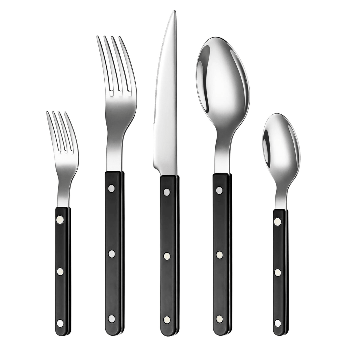 Khen Black Cutlery Set of 20 –18/8 Stainless Steel Flatware - Che Cose Belle