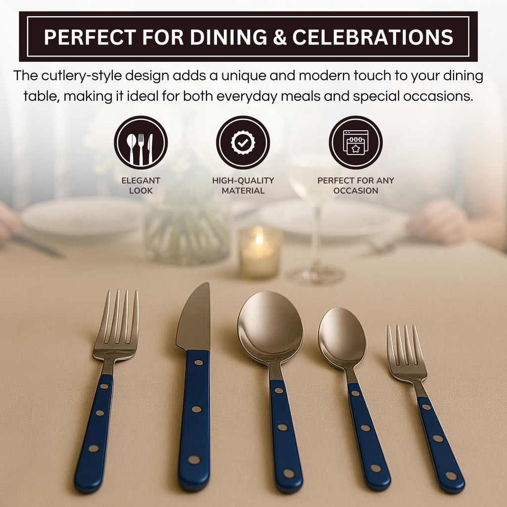 Khen Blue Cutlery Set of 20 –18/8 Stainless Steel Flatware - Che Cose Belle