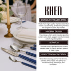 Khen Blue Cutlery Set of 20 –18/8 Stainless Steel Flatware - Che Cose Belle