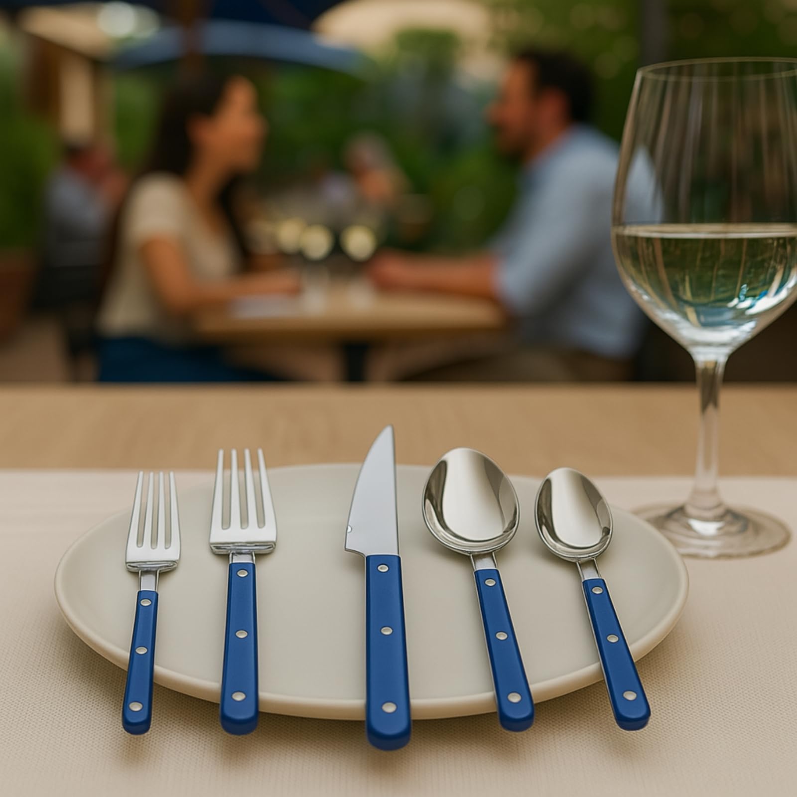 Khen Blue Cutlery Set of 20 –18/8 Stainless Steel Flatware - Che Cose Belle