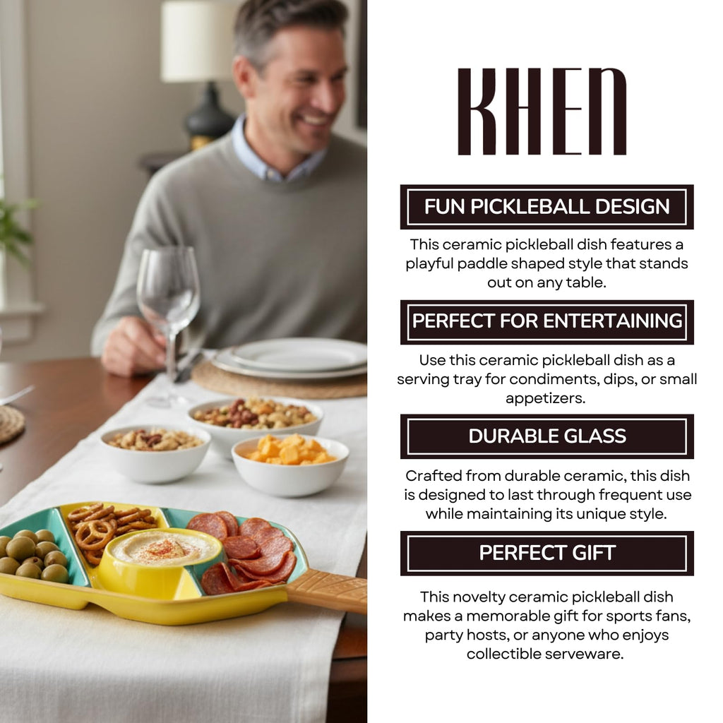 Khen Ceramic Pickleball Dish | Paddle Shaped Serving Tray Platter Decorative Tableware - Che Cose Belle