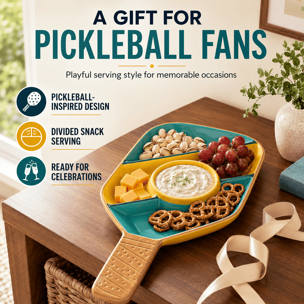 Khen Ceramic Pickleball Dish | Paddle Shaped Serving Tray Platter Decorative Tableware - Che Cose Belle