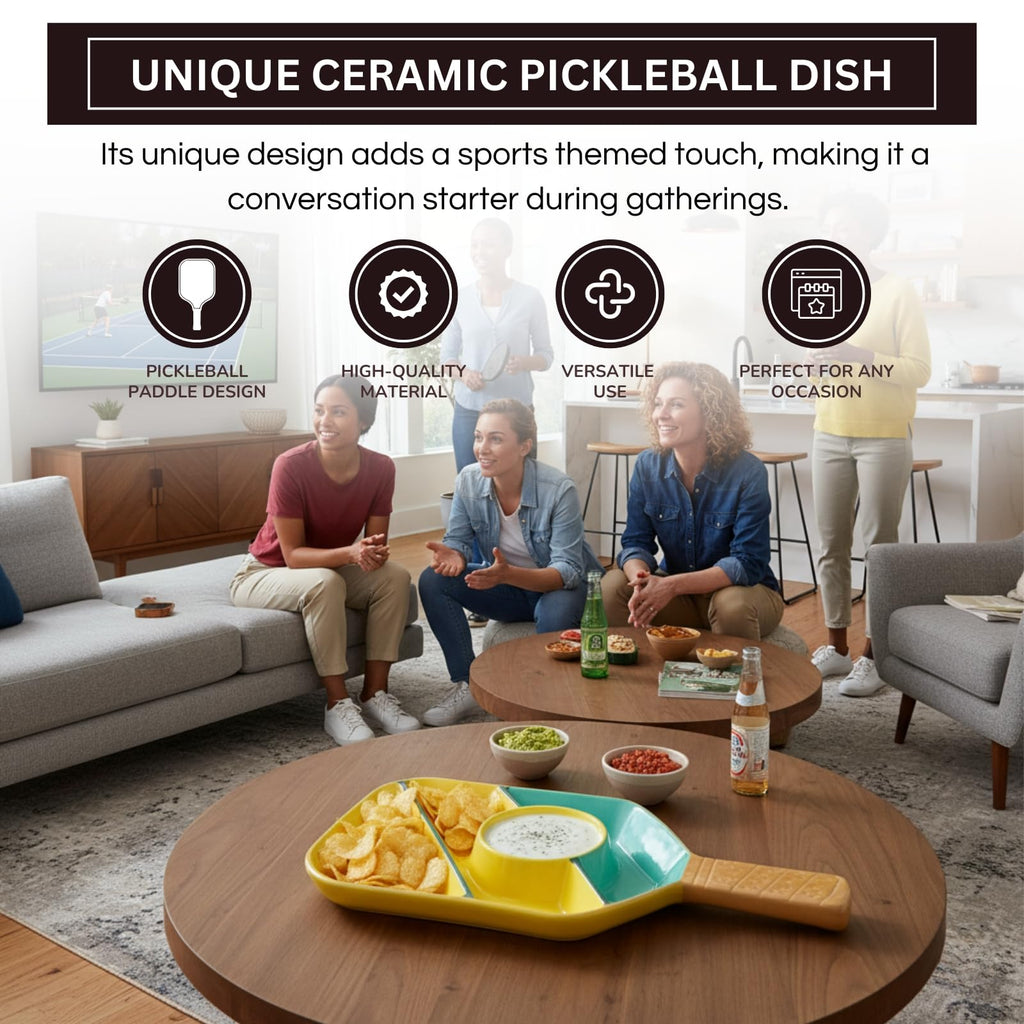 Khen Ceramic Pickleball Dish | Paddle Shaped Serving Tray Platter Decorative Tableware - Che Cose Belle