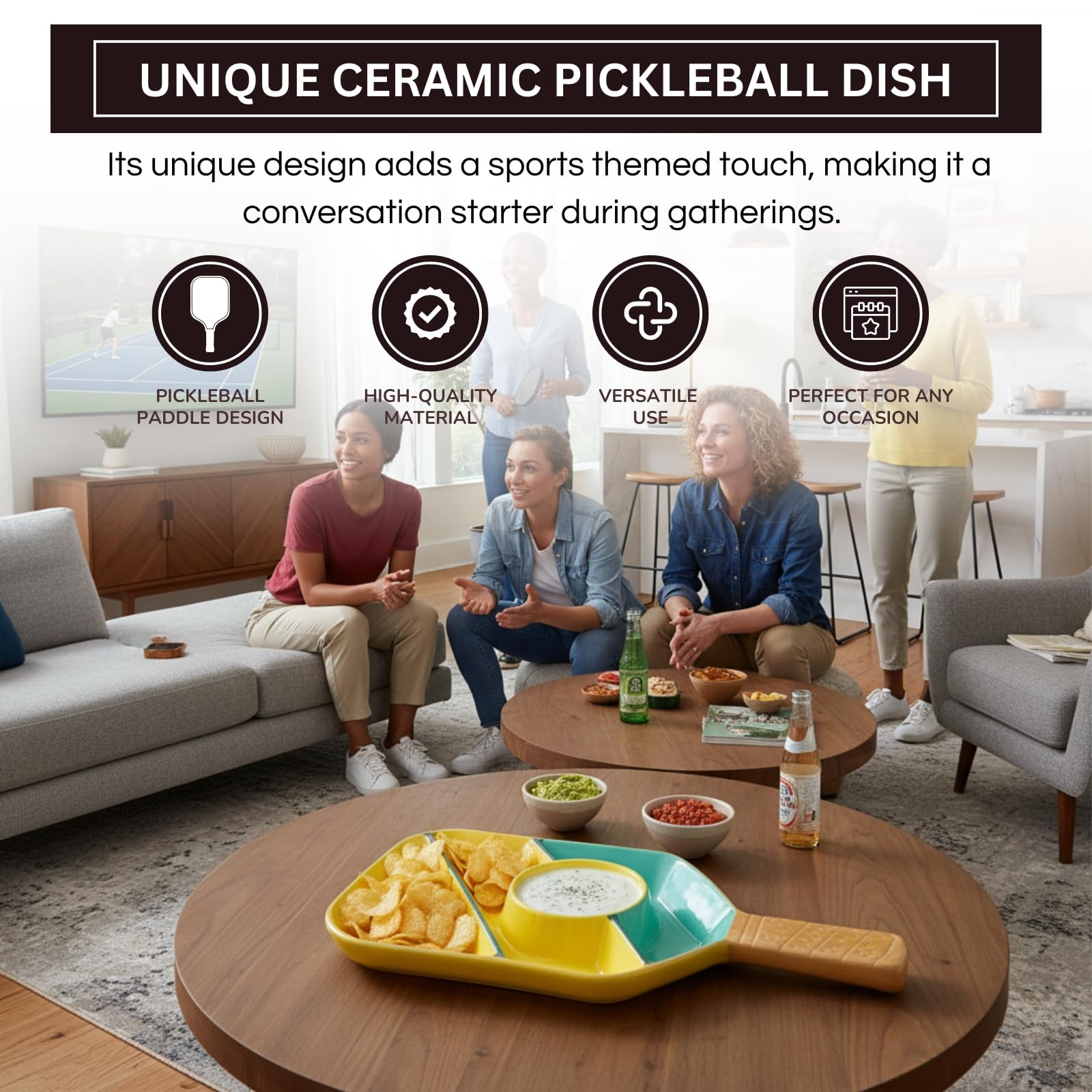 Khen Ceramic Pickleball Dish | Paddle Shaped Serving Tray Platter Decorative Tableware - Che Cose Belle
