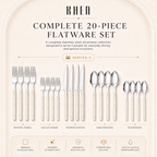 Khen Cream Cutlery Set of 20 –18/8 Stainless Steel Flatware - Che Cose Belle