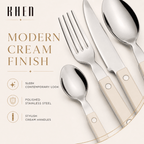 Khen Cream Cutlery Set of 20 –18/8 Stainless Steel Flatware - Che Cose Belle