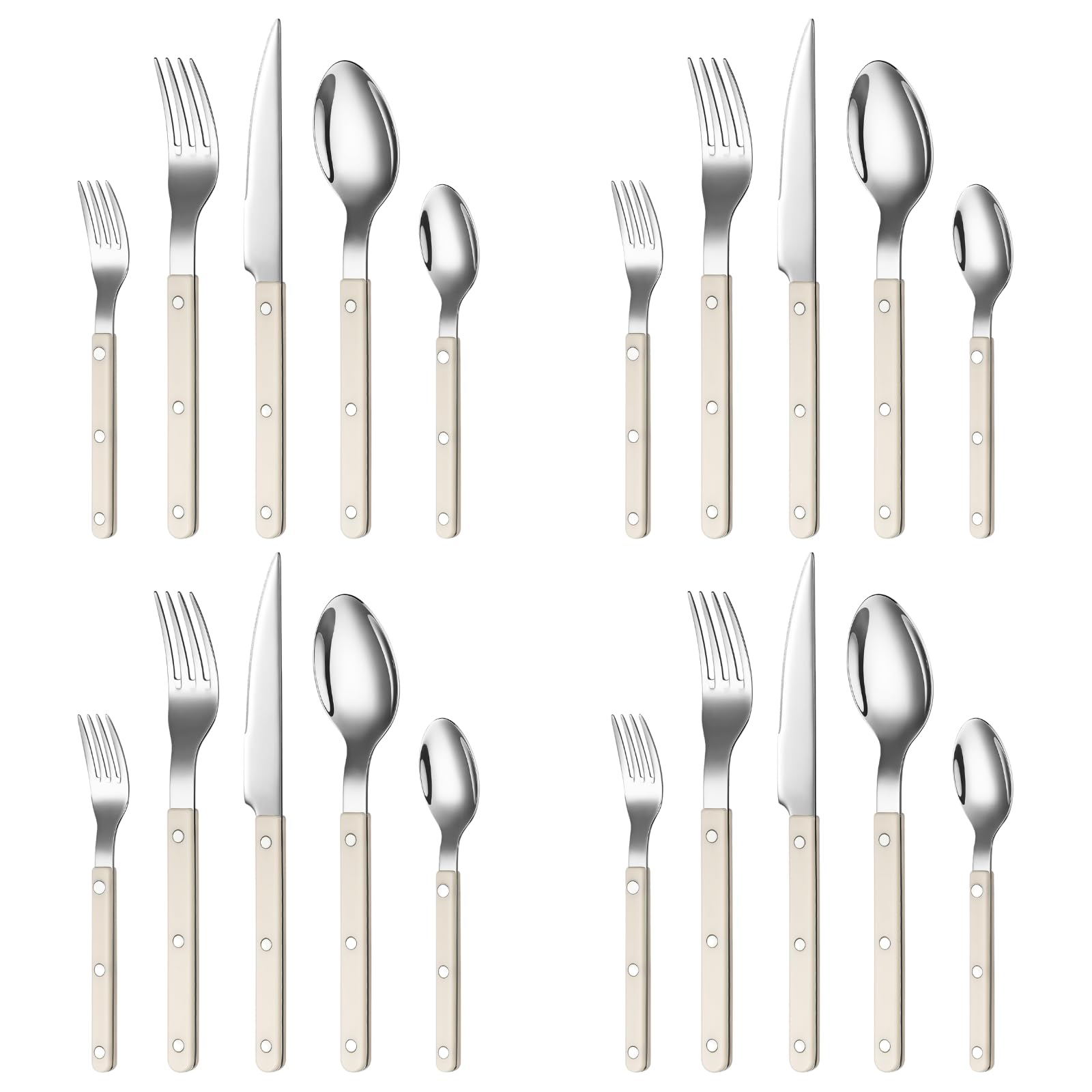 Khen Cream Cutlery Set of 20 –18/8 Stainless Steel Flatware - Che Cose Belle