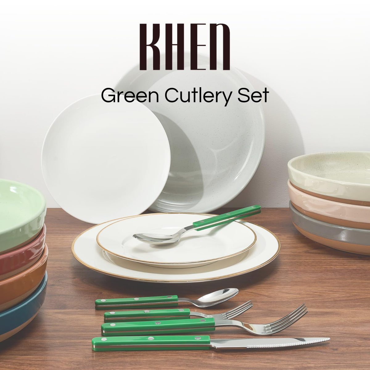 Khen Green Cutlery Set of 20 –18/8 Stainless Steel Flatware - Che Cose Belle