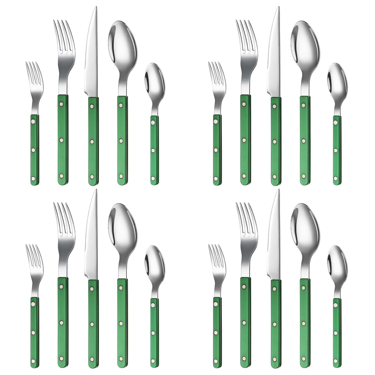 Khen Green Cutlery Set of 20 –18/8 Stainless Steel Flatware - Che Cose Belle