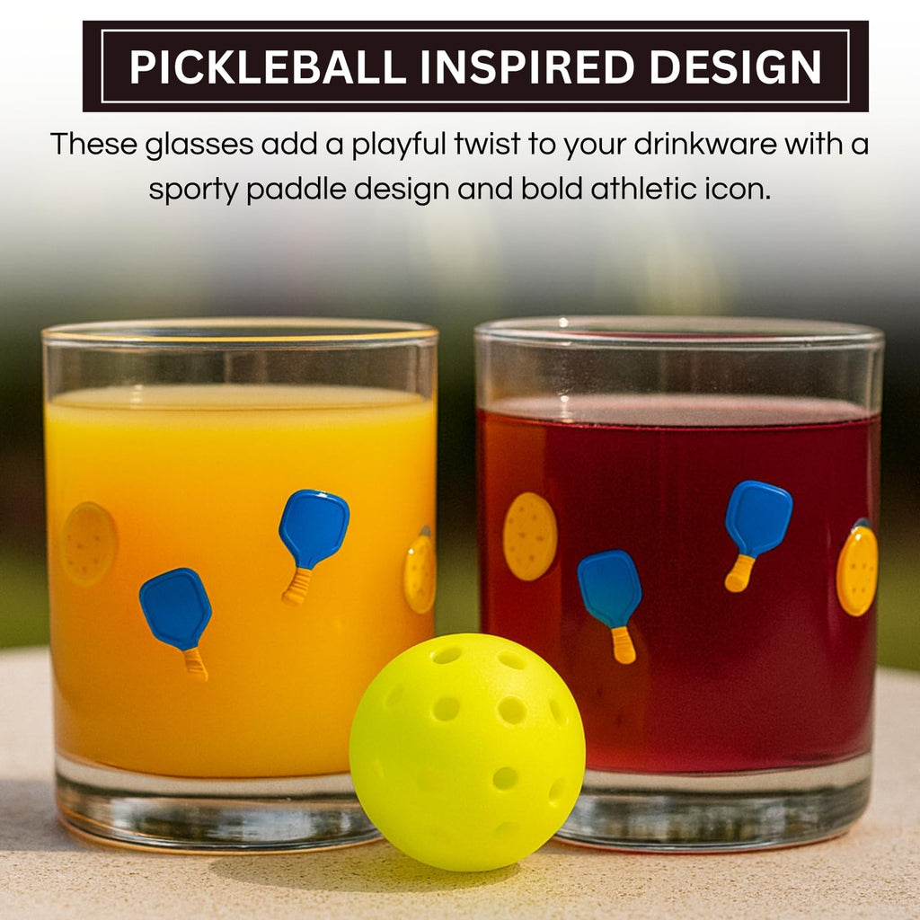 Khen Set of 2 Pickleball Paddle Icon Juice Glass Athletic Sports Cup 14.8oz - Che Cose Belle