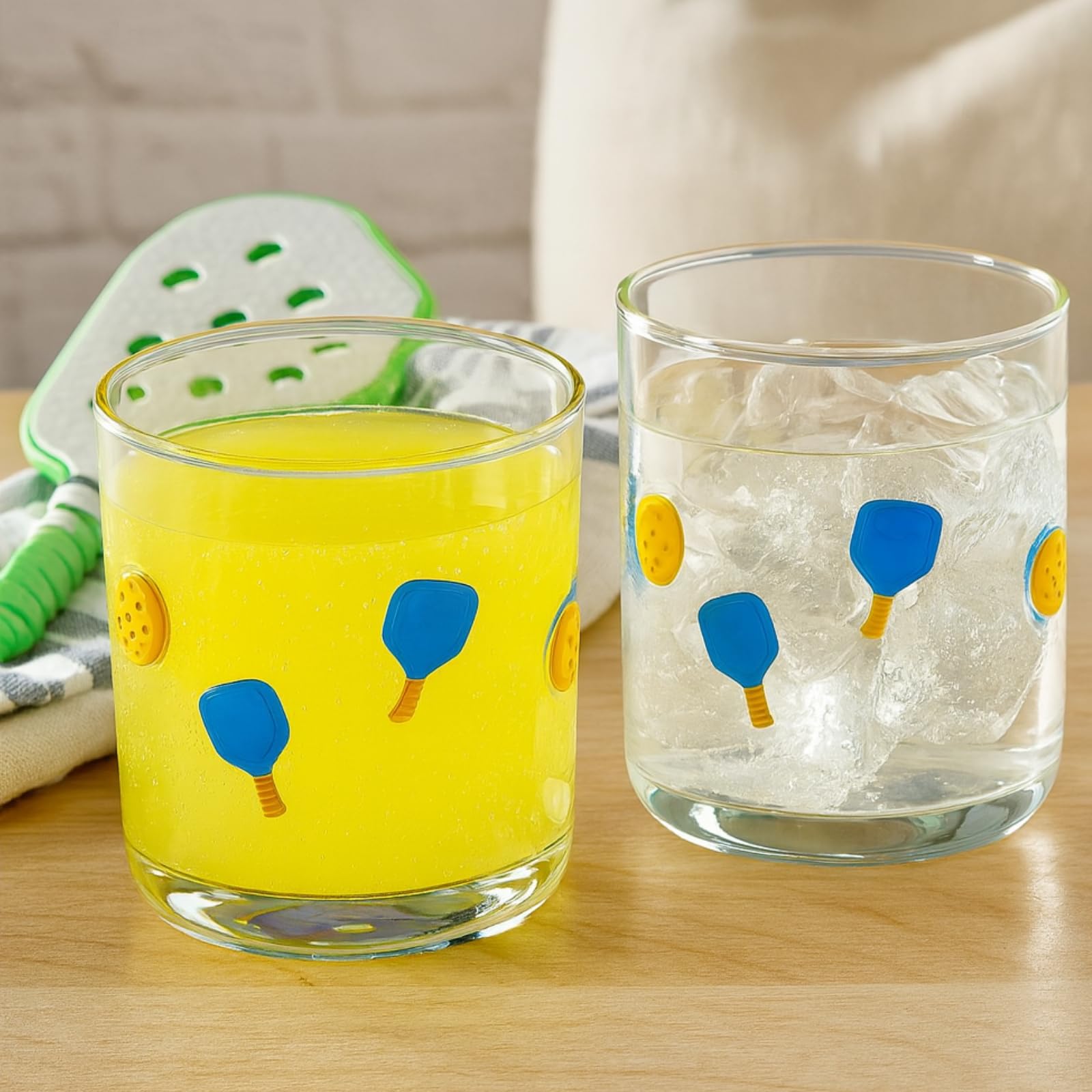 Khen Set of 2 Pickleball Paddle Icon Juice Glass Athletic Sports Cup 14.8oz - Che Cose Belle