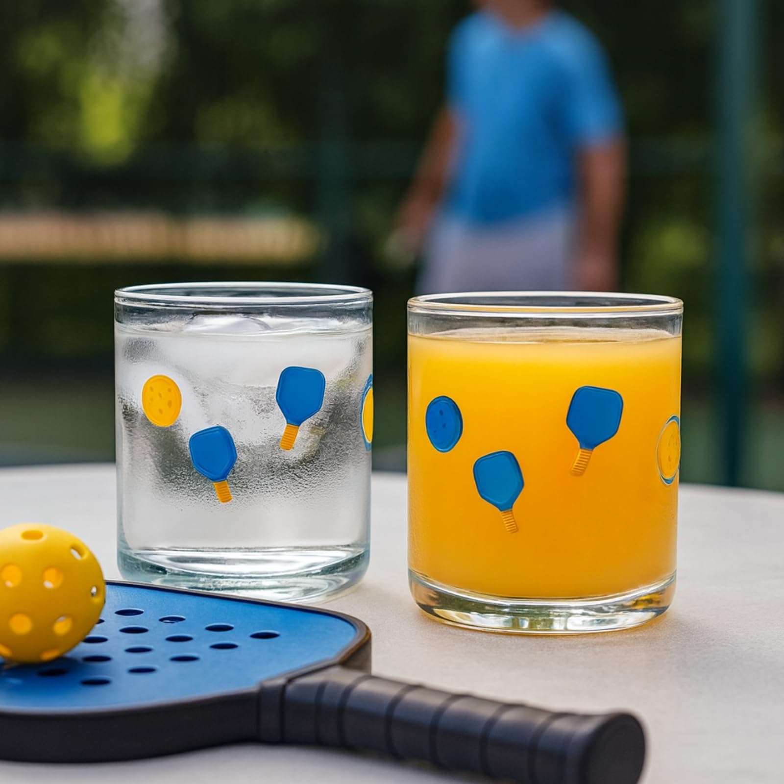 Khen Set of 2 Pickleball Paddle Icon Juice Glass Athletic Sports Cup 14.8oz - Che Cose Belle