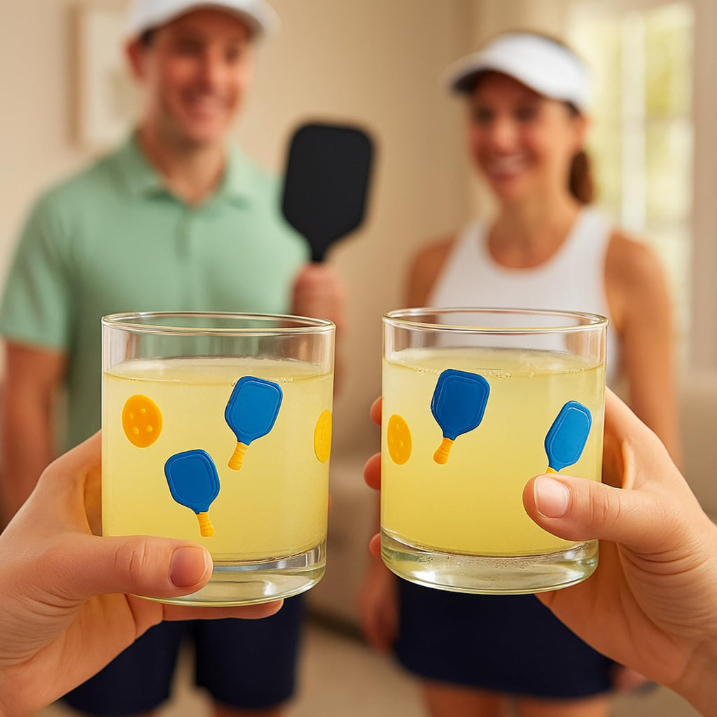 Khen Set of 2 Pickleball Paddle Icon Juice Glass Athletic Sports Cup 14.8oz - Che Cose Belle