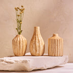 Kiln Mango Carved Mini Vases, Set of 3 - Che Cose Belle