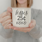 Kisses 25 Cents Ceramic Mug 14.5oz Vintage Valentine Xoxo Coffee Tea Cup Cute Novelty Gift