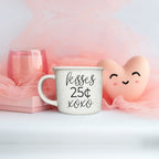 Kisses 25 Cents Ceramic Mug 14.5oz Vintage Valentine Xoxo Coffee Tea Cup Cute Novelty Gift