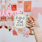 Kisses 25 Cents Ceramic Mug 14.5oz Vintage Valentine Xoxo Coffee Tea Cup Cute Novelty Gift