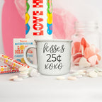Kisses 25 Cents Ceramic Mug 14.5oz Vintage Valentine Xoxo Coffee Tea Cup Cute Novelty Gift