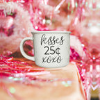 Kisses 25 Cents Ceramic Mug 14.5oz Vintage Valentine Xoxo Coffee Tea Cup Cute Novelty Gift