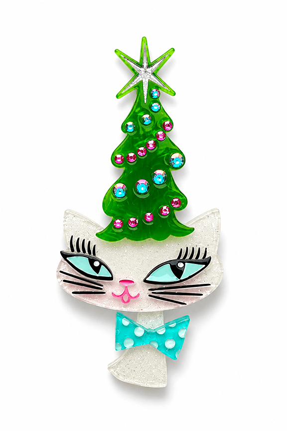 Kitty Christmas Hat Brooch by Miss Fluff x Lipstick & Chrome - Che Cose Belle