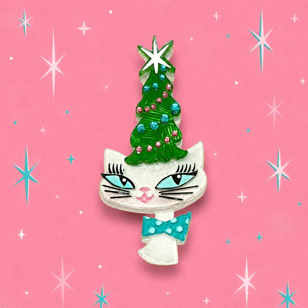 Kitty Christmas Hat Brooch by Miss Fluff x Lipstick & Chrome - Che Cose Belle