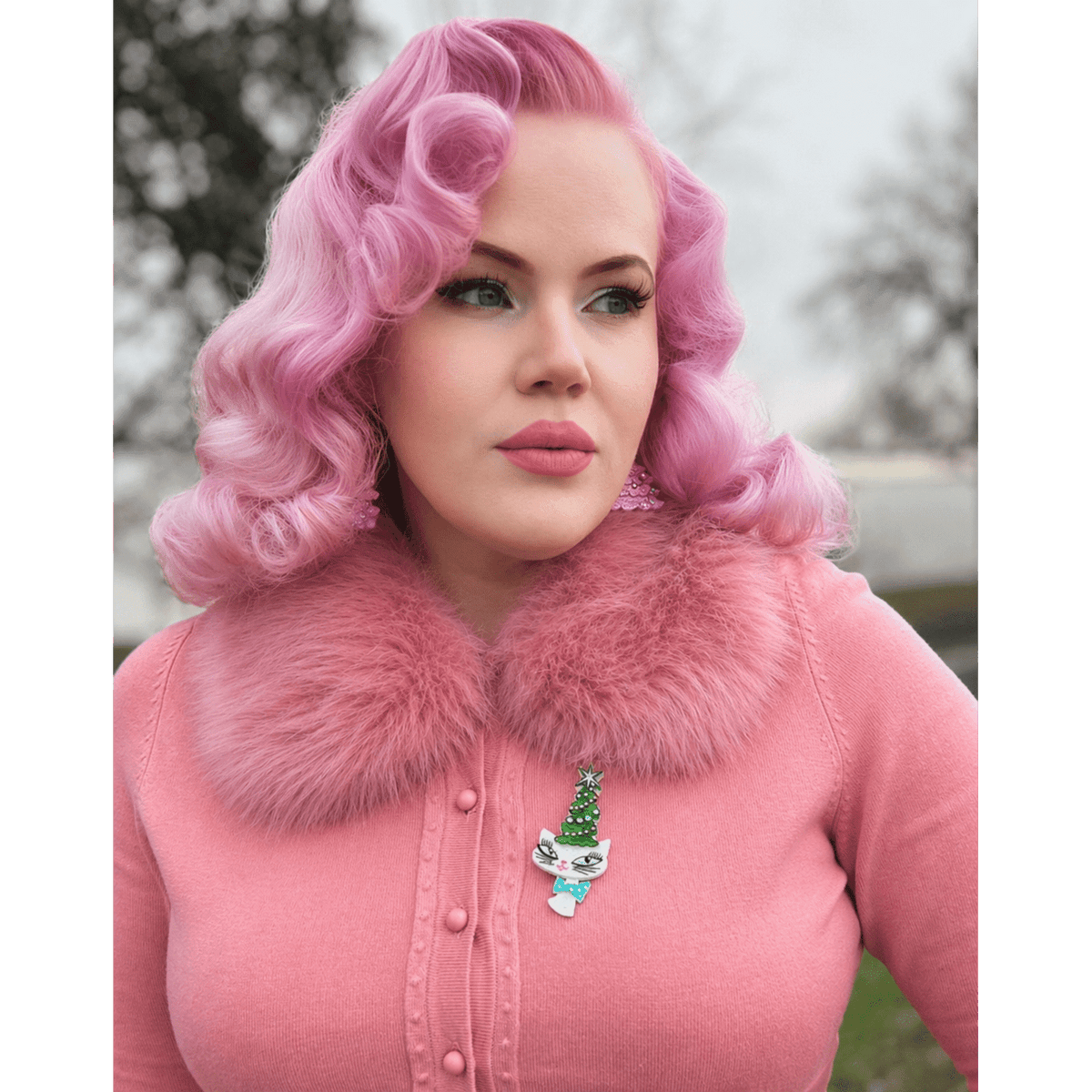 Kitty Christmas Hat Brooch by Miss Fluff x Lipstick & Chrome - Che Cose Belle