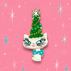 Kitty Christmas Hat Brooch by Miss Fluff x Lipstick & Chrome
