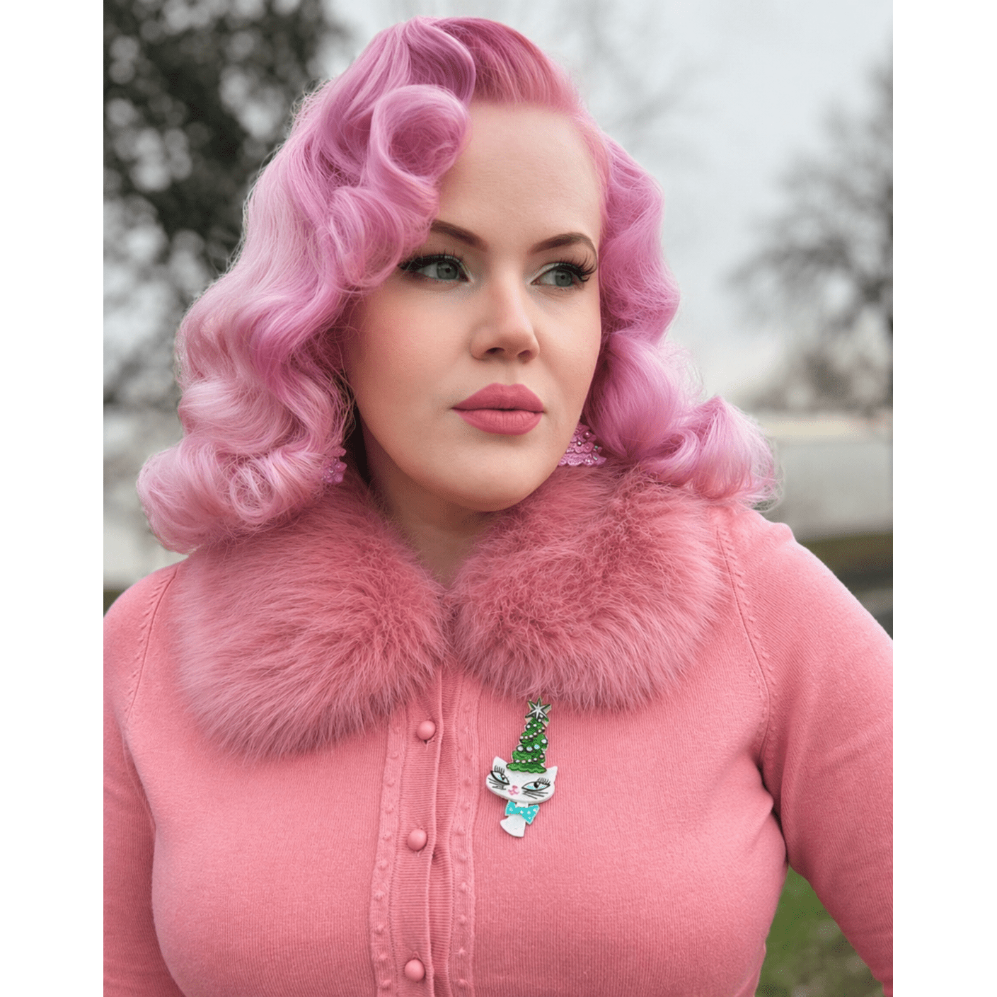 Kitty Christmas Hat Brooch by Miss Fluff x Lipstick & Chrome