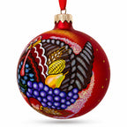 Turkey on the Field Thanksgiving Glass Ball Christmas Ornaments 4 Inches