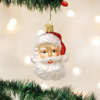 Mid Century Santa Head Glass Ornament