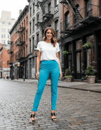 Krazy Larry P21 Microfiber Straight Leg Pant - Aqua - Che Cose Belle